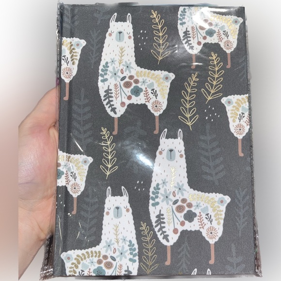NIP / NWT Llama Floral Flowers Boho Golden Embellished Journal Lined Pages - Picture 5 of 8